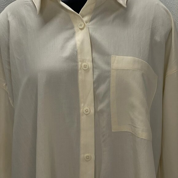 Bae Women's Love Affair Oversized Button-Up Shirt – Size S – Vanilla Beige - Picture 9 of 10